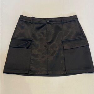 Zara Black Satin Mini Cargo Skirt Size XS Great Condition